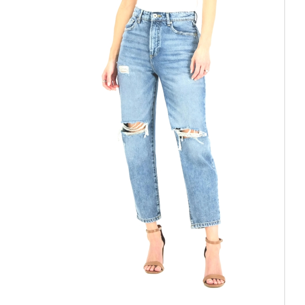 INC International Concepts Womens Jeans Size 6 Lt Blue Stretch Denim Distressed